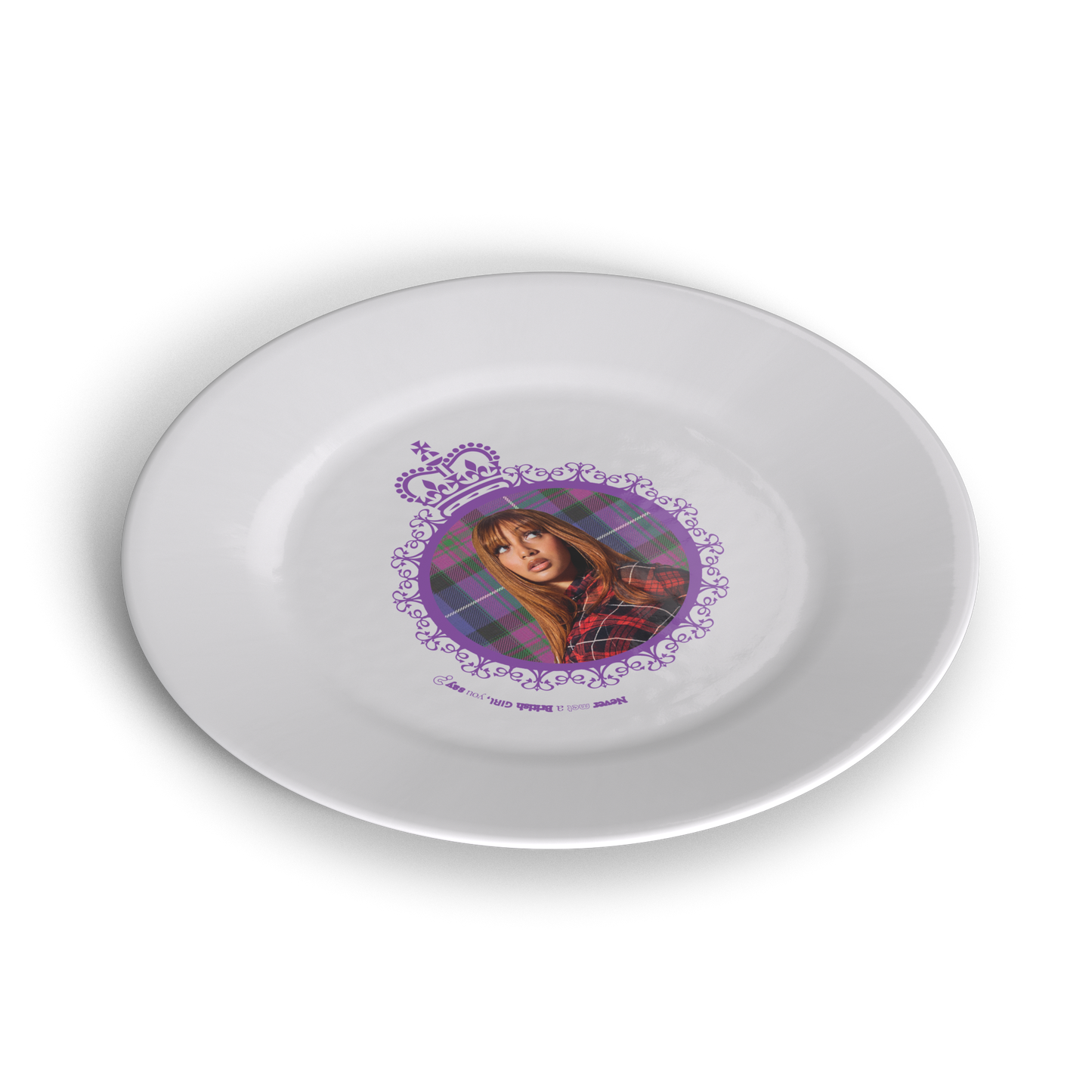 Never Met a British Girl Plate White
