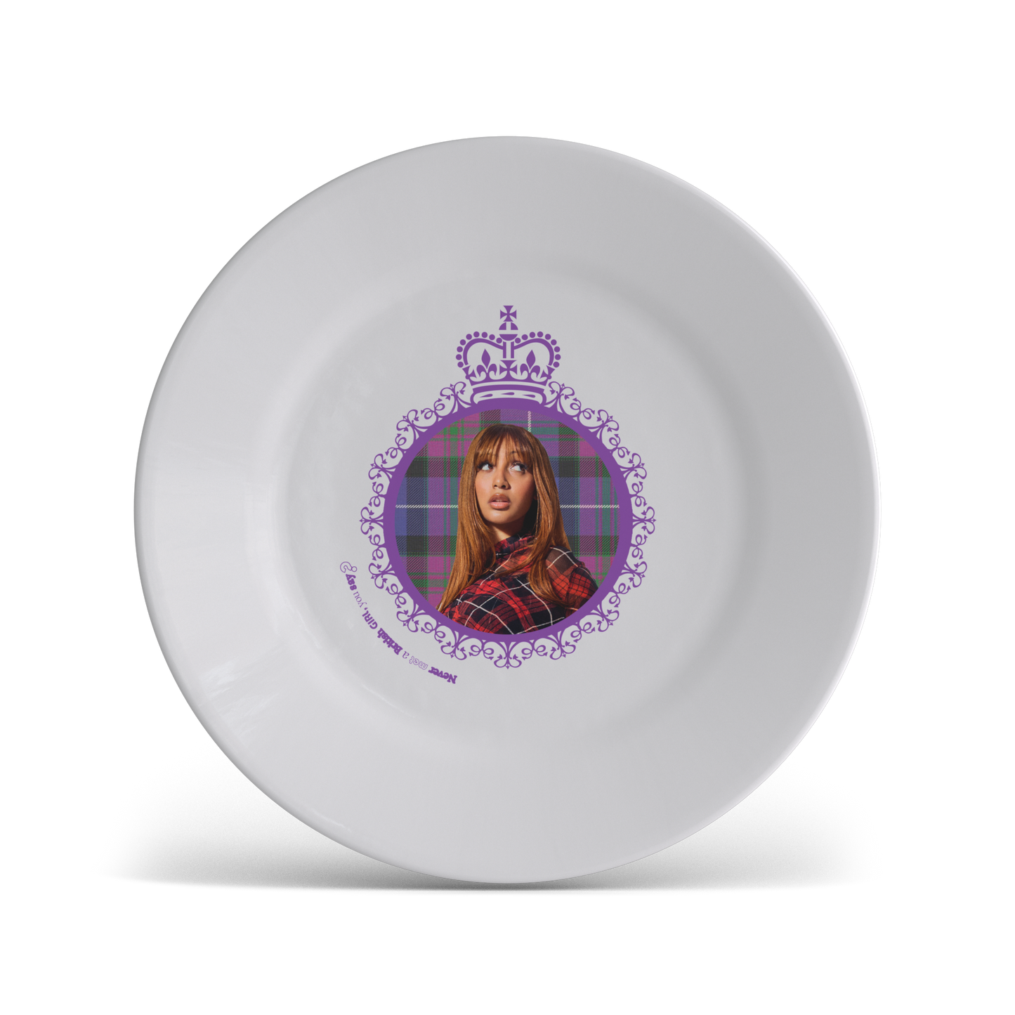 Never Met a British Girl Plate White